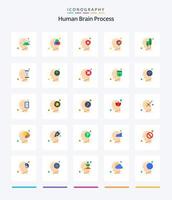 Creative Human Brain Process 25 Flat icon pack  Such As logical. head. color. ecology. protect vector