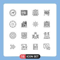 Universal Icon Symbols Group of 16 Modern Outlines of fruits fresh globe food keyboard Editable Vector Design Elements