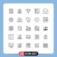 Set of 25 Modern UI Icons Symbols Signs for development css concert coding reference Editable Vector Design Elements