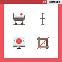 Modern Set of 4 Flat Icons and symbols such as bed search cursor find crop tool Editable Vector Design Elements