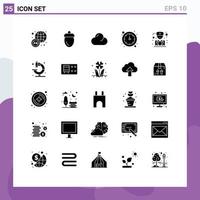 Pack of 25 creative Solid Glyphs of lab male cloud doctor time Editable Vector Design Elements