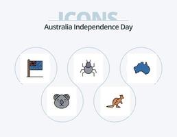Australia Independence Day Line Filled Icon Pack 5 Icon Design. australia. location. bat. nation. country vector