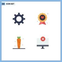 Pictogram Set of 4 Simple Flat Icons of setting carrot vehicle maintenance father food Editable Vector Design Elements