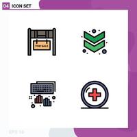 Pack of 4 Modern Filledline Flat Colors Signs and Symbols for Web Print Media such as building programming for sale down health Editable Vector Design Elements