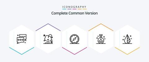 Complete Common Version 25 Line icon pack including color. research. direction. laboratory. beaker vector