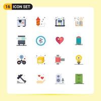 Set of 16 Modern UI Icons Symbols Signs for school bus file course learning Editable Pack of Creative Vector Design Elements