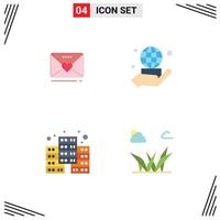 User Interface Pack of 4 Basic Flat Icons of sms economy heart business grass Editable Vector Design Elements