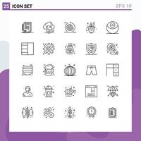 Stock Vector Icon Pack of 25 Line Signs and Symbols for investment business cloud product iteration Editable Vector Design Elements