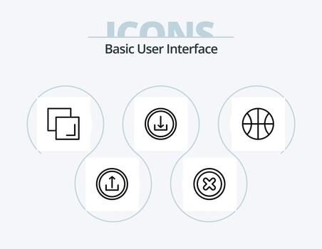 básico línea icono paquete 5 5 icono diseño. . móvil. ajuste. interfaz. solicitud vector
