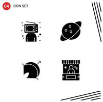 Editable Vector Line Pack of 4 Simple Solid Glyphs of blogger arrow online saturn point Editable Vector Design Elements