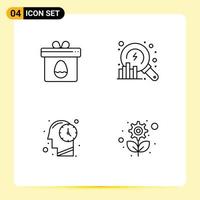 4 Line concept for Websites Mobile and Apps gift mind easter data recycling Editable Vector Design Elements