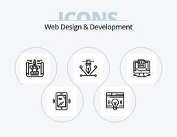 Web Design And Development Line Icon Pack 5 Icon Design. web. internet. design. browser. engineering design vector