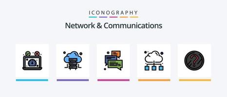 Network And Communications Line Filled 5 Icon Pack Including good. online. cloud. application. file. Creative Icons Design vector