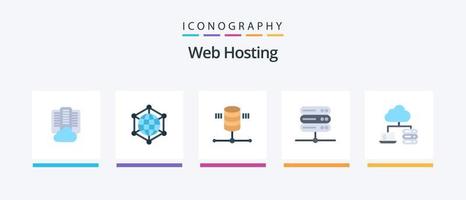 Web Hosting Flat 5 Icon Pack Including network. server. internet. network. web hosting. Creative Icons Design vector