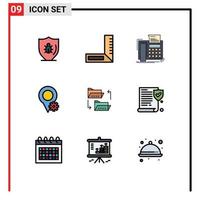 9 Creative Icons Modern Signs and Symbols of document settings fax map communication Editable Vector Design Elements