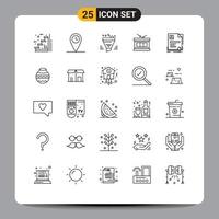 Line Pack of 25 Universal Symbols of contract irish filter instrument result Editable Vector Design Elements