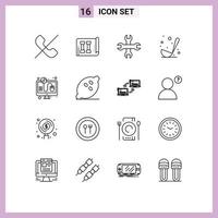 Pictogram Set of 16 Simple Outlines of per click options ladle food Editable Vector Design Elements