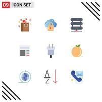 Pack of 9 creative Flat Colors of connector bank computing ui document Editable Vector Design Elements