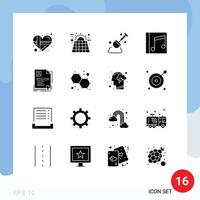 Modern Set of 16 Solid Glyphs and symbols such as contract song energy music album Editable Vector Design Elements