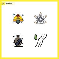 4 Creative Icons Modern Signs and Symbols of cap teamwork safety group living Editable Vector Design Elements