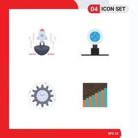 Pictogram Set of 4 Simple Flat Icons of launch efficiency startup globe processing Editable Vector Design Elements