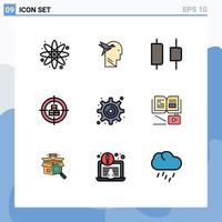 Set of 9 Modern UI Icons Symbols Signs for settings cogwheel distribute valentine product Editable Vector Design Elements