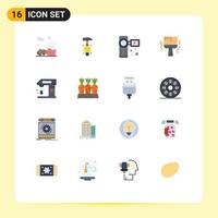 Flat Color Pack of 16 Universal Symbols of baking paint camcorder color paint brush Editable Pack of Creative Vector Design Elements