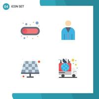 4 Creative Icons Modern Signs and Symbols of off battery toggle interface solar Editable Vector Design Elements