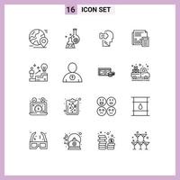 Universal Icon Symbols Group of 16 Modern Outlines of budget accounting tube audit problem Editable Vector Design Elements