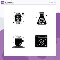 Set of 4 Modern UI Icons Symbols Signs for device cup feature pollution education Editable Vector Design Elements