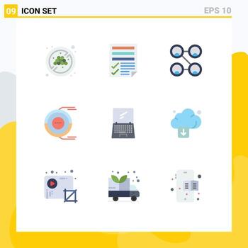 9 User Interface Flat Color Pack of modern Signs and Symbols of monitor resource connections estimation analysis Editable Vector Design Elements