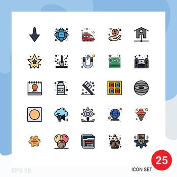 25 universal lleno línea plano colores conjunto para web y móvil aplicaciones interfaz Wifi tren inteligente casa compras editable vector diseño elementos