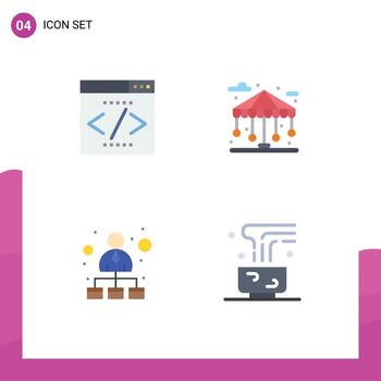 usuario interfaz paquete de 4 4 básico plano íconos de motor jerárquico estructura seo parque red editable vector diseño elementos