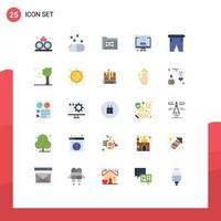25 User Interface Flat Color Pack of modern Signs and Symbols of pants beach files screen blog Editable Vector Design Elements