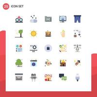 25 User Interface Flat Color Pack of modern Signs and Symbols of pants beach files screen blog Editable Vector Design Elements