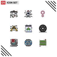 Universal Icon Symbols Group of 9 Modern Filledline Flat Colors of movie date symbol mask star Editable Vector Design Elements