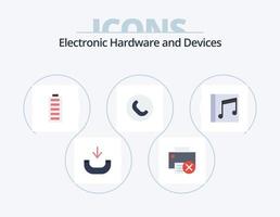dispositivos plano icono paquete 5 5 icono diseño. medios de comunicación. teléfono. batería. auricular. lleno vector