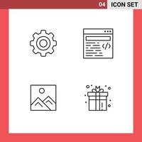 Group of 4 Filledline Flat Colors Signs and Symbols for basic image wheel text gift Editable Vector Design Elements