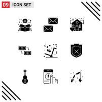 Universal Icon Symbols Group of 9 Modern Solid Glyphs of finance dollar email business real Editable Vector Design Elements