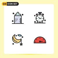 4 Thematic Vector Filledline Flat Colors and Editable Symbols of baby moon fitness clock lunar Editable Vector Design Elements