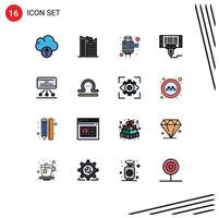 Flat Color Filled Line Pack of 16 Universal Symbols of board marketing hdmi seo scan Editable Creative Vector Design Elements