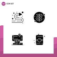 Modern Set of 4 Solid Glyphs Pictograph of fire hose city water hose nature audmented Editable Vector Design Elements