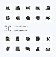 20 Data Protection Solid Glyph icon Pack like signature transfer lock security file vector