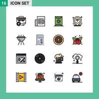 Set of 16 Modern UI Icons Symbols Signs for connection gps read check in sports Editable Creative Vector Design Elements