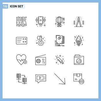 Set of 16 Vector Outlines on Grid for ticket geometry email tool compass Editable Vector Design Elements