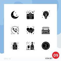 9 Universal Solid Glyphs Set for Web and Mobile Applications off heart green service call Editable Vector Design Elements