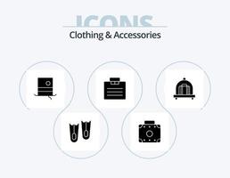 Clothing and Accessories Glyph Icon Pack 5 Icon Design. . luggage. hipster. baggage. portfolio vector