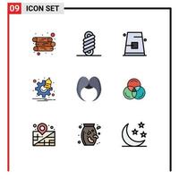 Universal Icon Symbols Group of 9 Modern Filledline Flat Colors of movember moustache cap time options Editable Vector Design Elements