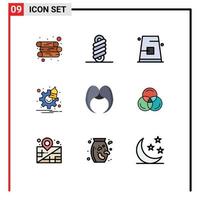 Universal Icon Symbols Group of 9 Modern Filledline Flat Colors of movember moustache cap time options Editable Vector Design Elements