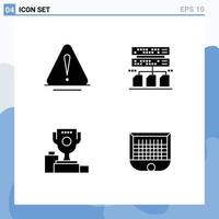 Set of 4 Commercial Solid Glyphs pack for alert champion logistic management goblet Editable Vector Design Elements